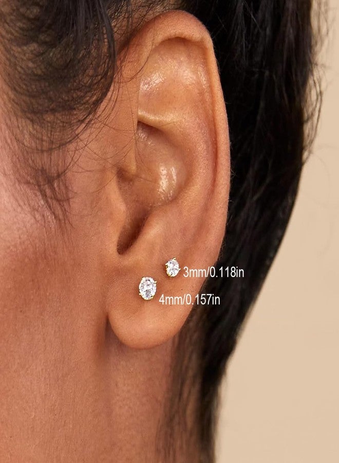 iejsbhrp 1 Pairs Gold Stud Earrings Dainty Stud Earrings 14K Gold Plated Earrings for Women Trendy Hypoallergenic Gold Stud Earrings 4mm Cubic Zirconia Cartilage Piercing Gold Jewelry for Women Gifts(4mm CZ) - Image 3